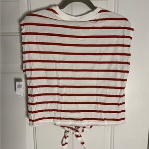 Red and White Striped Women's Top